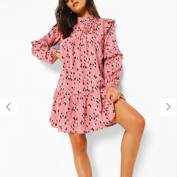 Printed funnel neck smock dress - Picture 3 of 5